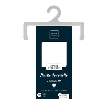Husă de pilotă albă din bumbac pentru pat dublu/extinsă 240x220 cm Lina – douceur d'intérieur
