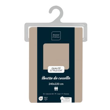 Husă de pilotă bej din bumbac pentru pat dublu/extinsă 240x220 cm Lina – douceur d'intérieur