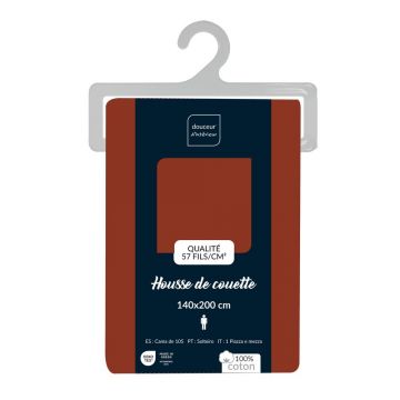 Husă de pilotă cărămizie din bumbac pentru pat de o persoană 140x200 cm Lina – douceur d'intérieur