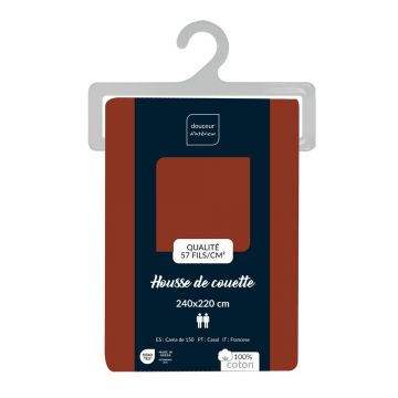 Husă de pilotă cărămizie din bumbac pentru pat dublu/extinsă 240x220 cm Lina – douceur d'intérieur