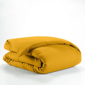 Husă de pilotă galbenă din bumbac pentru pat de o persoană 140x200 cm Lina – douceur d'intérieur