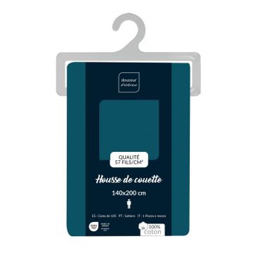 Husă de pilotă petrol din bumbac pentru pat de o persoană 140x200 cm Lina – douceur d'intérieur
