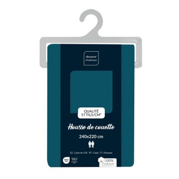 Husă de pilotă petrol din bumbac pentru pat dublu/extinsă 240x220 cm Lina – douceur d'intérieur