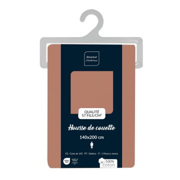 Husă de pilotă somon din bumbac pentru pat de o persoană 140x200 cm Lina – douceur d'intérieur