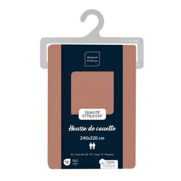 Husă de pilotă somon din bumbac pentru pat dublu/extinsă 240x220 cm Lina – douceur d'intérieur