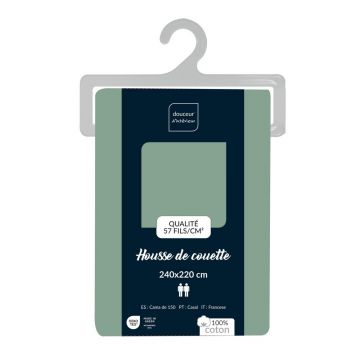 Husă de pilotă verde din bumbac pentru pat dublu/extinsă 240x220 cm Lina – douceur d'intérieur