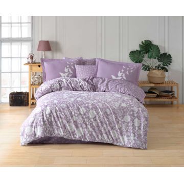 Lenjerie de pat dubla 4 piese, L'essentiel Maison, Hira v2, Lila