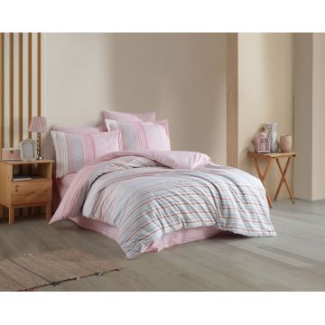 Lenjerie de pat dubla 4 piese, L'essentiel Maison, Trella, Roz