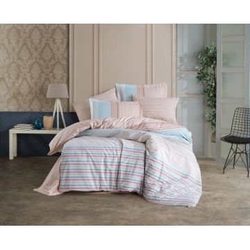 Lenjerie de pat dubla 4 piese, L'essentiel Maison, Trella, Turcoaz