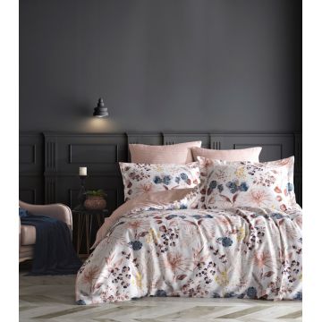 Lenjerie de pat dubla (FR), L'essentiel Maison, Lily, Alb / Somon / Galben / Roz