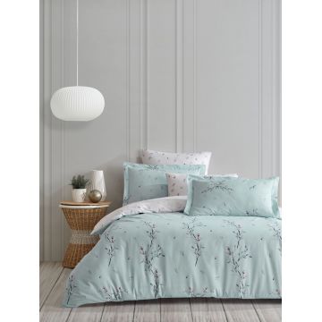 Lenjerie de pat dubla King (FR), L'essentiel Maison, Mayda, Verde / Alb / Roz / Mentă