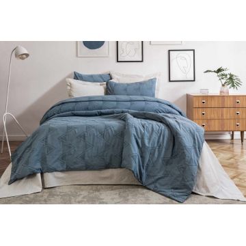 Lenjerie de pat dubla, L'essentiel Maison, Astrid, Albastru indigo