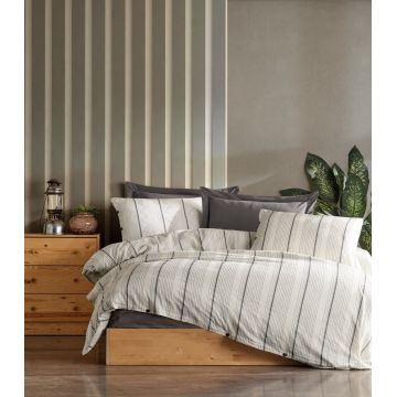 Lenjerie de pat dubla, L'essentiel Maison, Avva, Antracit/Alb