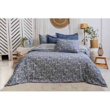 Lenjerie de pat dubla, L'essentiel Maison, Rebel, Albastru indigo
