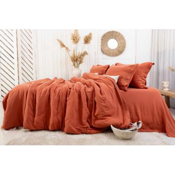 Lenjerie de pat dubla, L'essentiel Maison, Vetro, Caramiziu