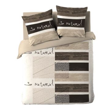 Lenjerie de pat maro din bumbac pentru pat dublu/extinsă cu 3 piese 260x240 cm So Natural – douceur d'intérieur