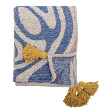Pătură albastră din amestec de bumbac 130x160 cm Arlie – Bloomingville