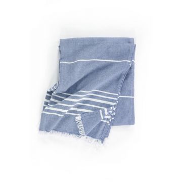 Pătură albastră din bumbac 150x200 cm Solene – Tiseco Home Studio