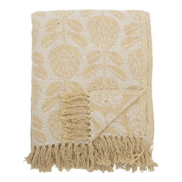 Pătură galbenă din amestec de bumbac 130x155 cm Pratello – Bloomingville
