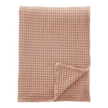 Pătură roz prăfuit din bumbac 150x200 cm Jaipur Chunky Waffle – Pineapple Elephant
