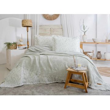 Set cuvertura de pat dubla 3 piese, L'essentiel Maison, Pamela, Gri deschis