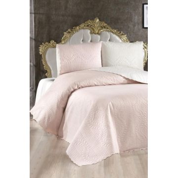 Set cuvertura de pat dubla 3 piese, L'essentiel Maison, Sanem, Crema/Pudra