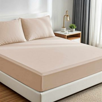 Set de pat dublu (cearceaf cu elastic si perne) 3 piese, L'essentiel Maison, Muslin 160, Bej