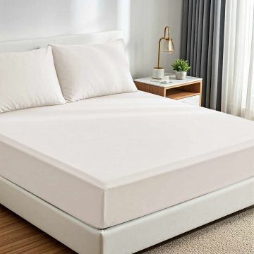 Set de pat dublu (cearceaf cu elastic si perne) 3 piese, L'essentiel Maison, Muslin 180, Ecru