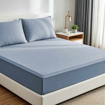 Set de pat pentru o persoana (cearceaf cu elastic si perna) 2 piese, L'essentiel Maison, Muslin 120, Albastru