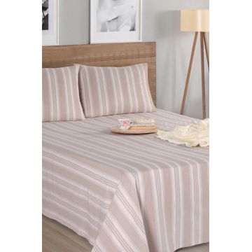 Set de pat pentru o persoana (cearceaf cu elastic si perna) 2 piese, L'essentiel Maison, Soft Line, Bej