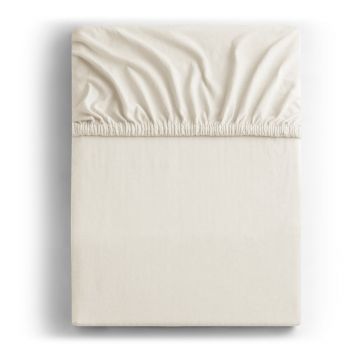 Cearceaf alb-crem din jerseu cu elastic 160x200 cm Amber – Restilo