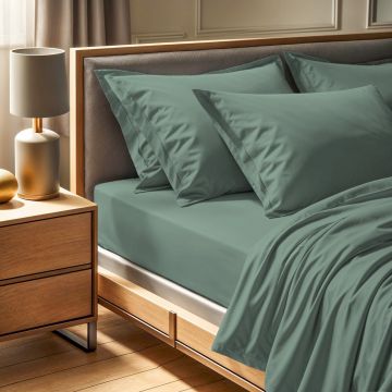 Cearceaf de pat cu elastic Ranforce Double (FR) (IT) (ES) (DE), L'essentiel Maison, Tonne Mixte, Verde