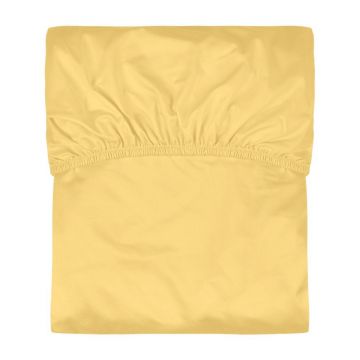 Cearceaf galben din bumbac cu elastic 180x200 cm Oba – noo.ma