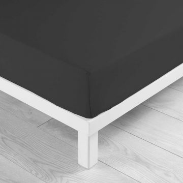 Cearceaf negru din bumbac cu elastic 160x200 cm Lina – douceur d'intérieur