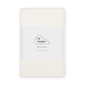 Cearceaf pentru copii crem din bumbac organic pentru pătuț cu elastic 60x120 cm Off-White – Cam Cam Copenhagen