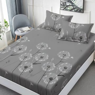 Husa de pat Finet + 2 fete de perna, pentru saltea de 160x200 cm, Papadii gri