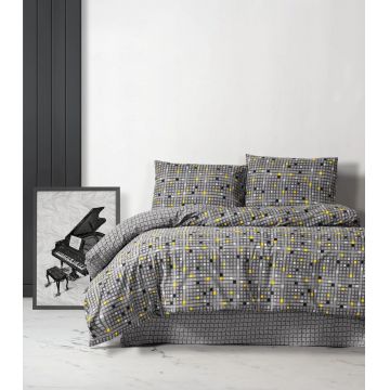 Lenjerie de pat dubla King (FR), L'essentiel Maison, Dama, Galben