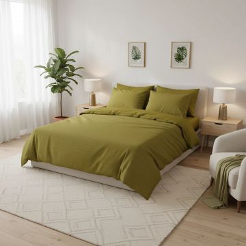 Lenjerie de pat dubla King (FR), L'essentiel Maison, Libby Kombin, Verde / Antracit