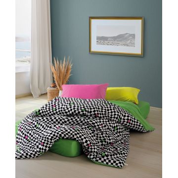 Lenjerie de pat dubla Super King (FR), L'essentiel Maison, Dazzle, Verde / Alb / Negru