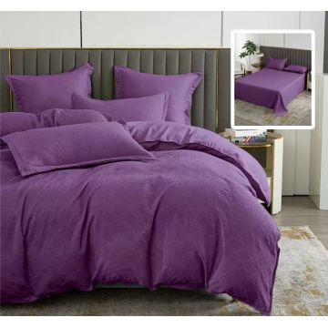 Lenjerie de pat natur uni baroque 6 piese cu cearsaf (mov)