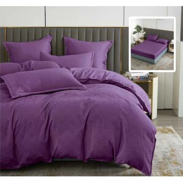 Lenjerie de pat natur uni baroque 6 piese cu husa (mov)