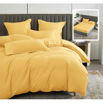 Lenjerie de pat natur uni stripe 6 piese cu husa (galben)