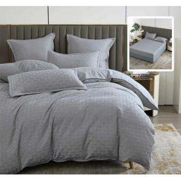 Lenjerie de pat natur uni stripe 6 piese cu husa (gri)