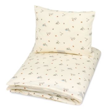 Lenjerie de pat pentru copii galben-deschis din bumbac organic pentru pat de o persoană 140x200 cm Bicycles – Cam Cam Copenhagen