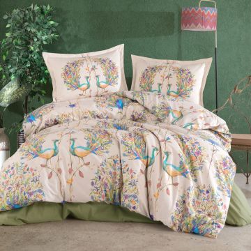 Lenjerie de pat ranforce clasy king size (pavone)