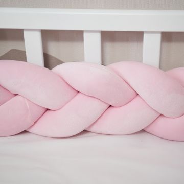 Protectie laterala roz impletita Twins tip cosita, cu 3 fire 200 cm