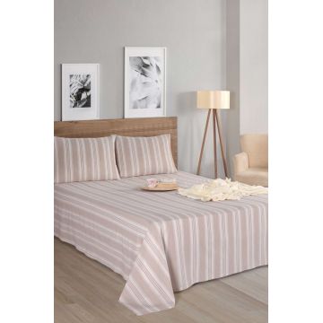 Set de pat dublu (cearceaf cu elastic si perne) 3 piese, L'essentiel Maison, Soft Line, Bej