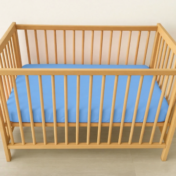 Cearceaf 2 in 1 impermeabil din bumbac organic 120x60 cm Twindeco Albastru