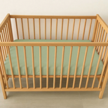 Cearceaf 2 in 1 impermeabil din bumbac organic 120x60 cm Twindeco Menta