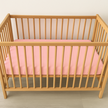 Cearceaf 2 in 1 impermeabil din bumbac organic 120x60 cm Twindeco Roz